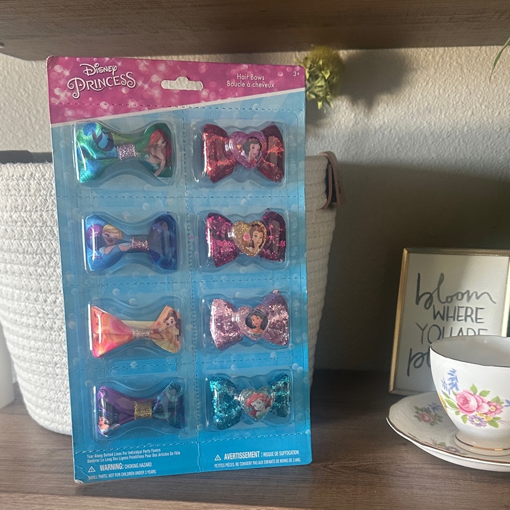 Disney Princess Glitter Hair Bows - 8 Pack